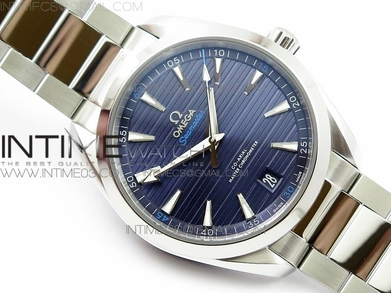 Aqua Terra 150M Master Chronometers VSF 1:1 Best Edition Deep Blue Dial Silver Hand on SS Bracelet A8900 Super Clone