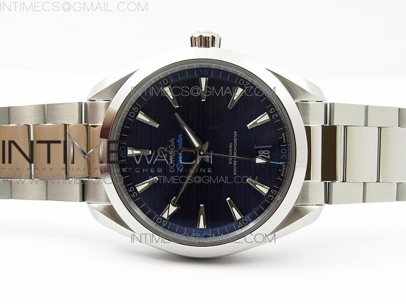 Aqua Terra 150M Master Chronometers VSF 1:1 Best Edition Deep Blue Dial Silver Hand on SS Bracelet A8900 Super Clone