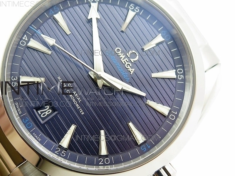 Aqua Terra 150M Master Chronometers VSF 1:1 Best Edition Deep Blue Dial Silver Hand on SS Bracelet A8900 Super Clone