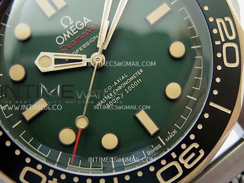 Seamaster 300M Diver Titanium Bronze Gold VSF 1:1 Best Edition Green Dial on Titanium Mesh Bracelet Asian Super Clone 8806