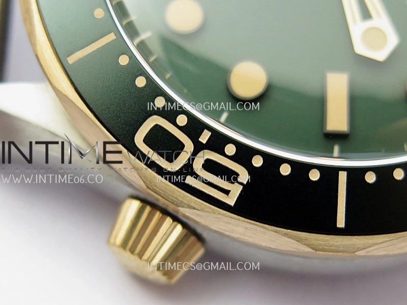 Seamaster 300M Diver Titanium Bronze Gold VSF 1:1 Best Edition Green Dial on Titanium Mesh Bracelet Asian Super Clone 8806