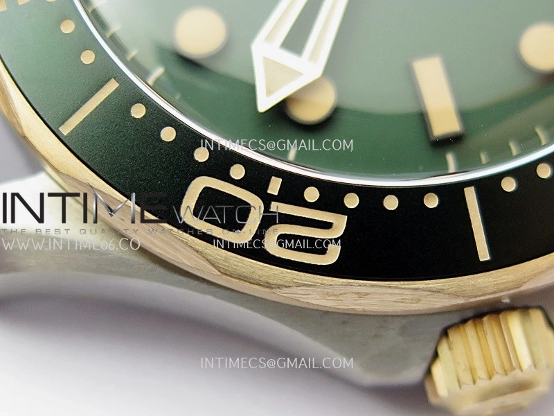 Seamaster 300M Diver Titanium Bronze Gold VSF 1:1 Best Edition Green Dial on Titanium Mesh Bracelet Asian Super Clone 8806