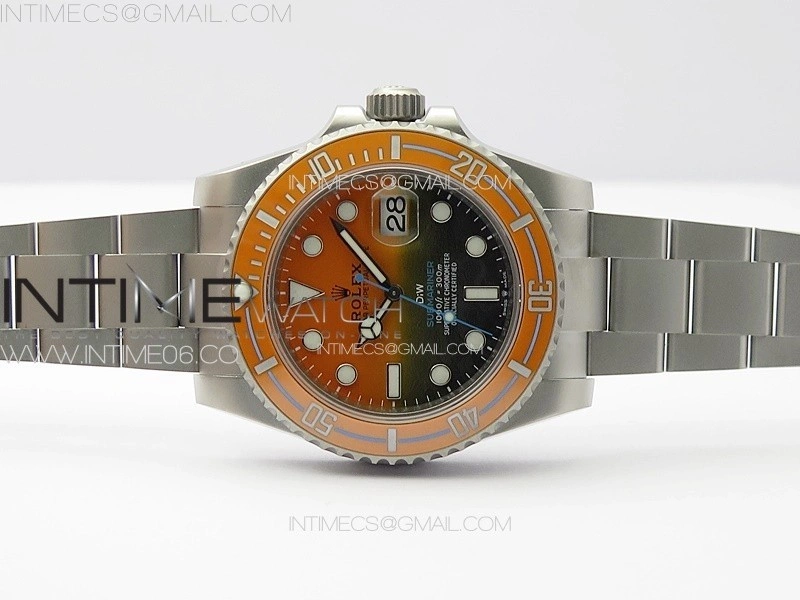 Submariner DIW Sandblasted VSF 1:1 Best Edition Orange Ceramic Bezel Orange Black Dial on SS Bracelet VS3135