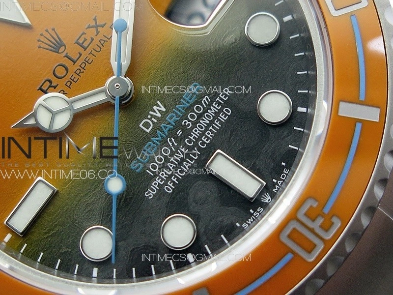 Submariner DIW Sandblasted VSF 1:1 Best Edition Orange Ceramic Bezel Orange Black Dial on SS Bracelet VS3135