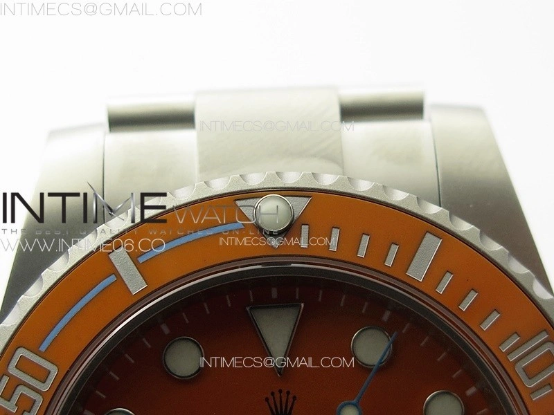 Submariner DIW Sandblasted VSF 1:1 Best Edition Orange Ceramic Bezel Orange Black Dial on SS Bracelet VS3135