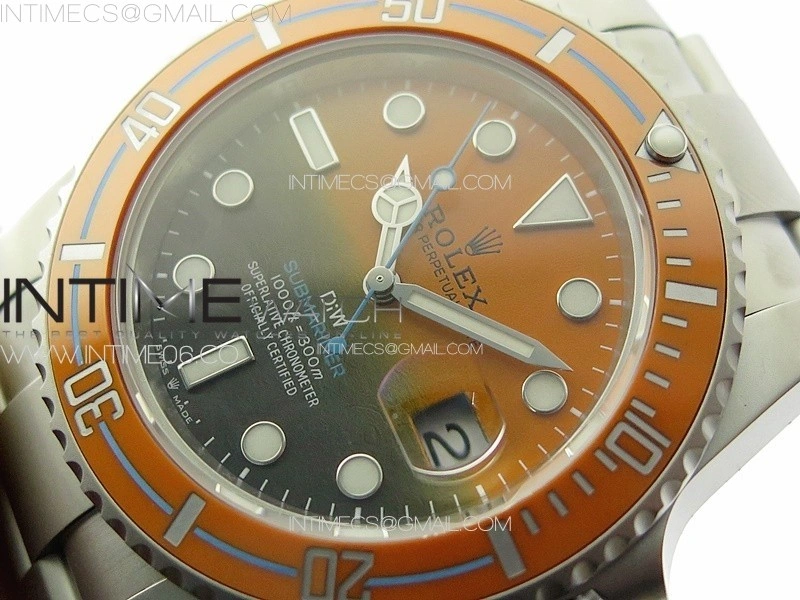 Submariner DIW Sandblasted VSF 1:1 Best Edition Orange Ceramic Bezel Orange Black Dial on SS Bracelet VS3135