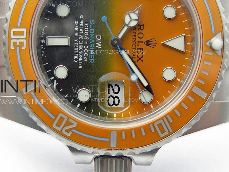Submariner DIW Sandblasted VSF 1:1 Best Edition Orange Ceramic Bezel Orange Black Dial on SS Bracelet VS3135