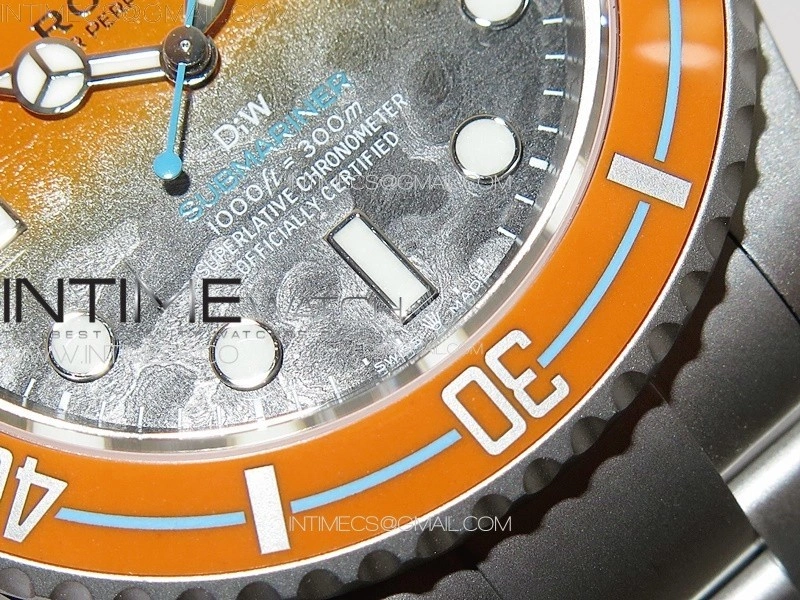 Submariner DIW Sandblasted VSF 1:1 Best Edition Orange Ceramic Bezel Orange Black Dial on SS Bracelet VS3135