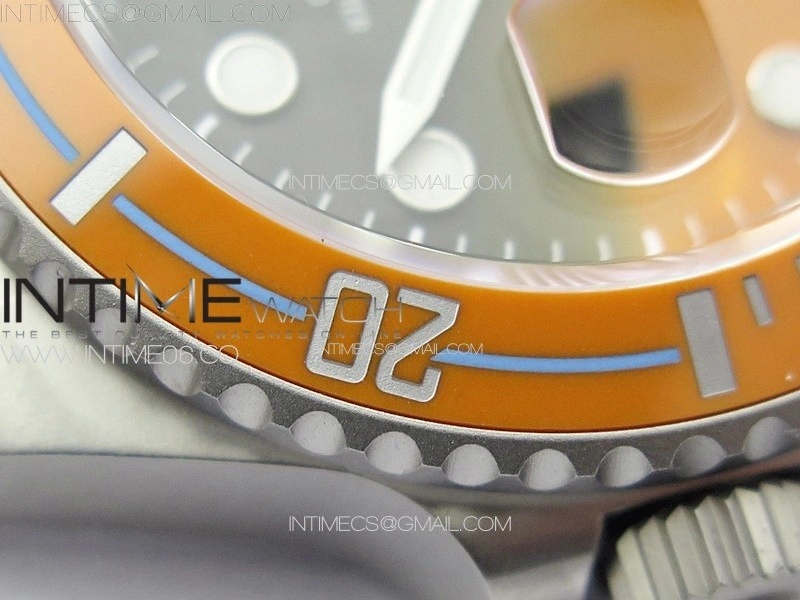 Submariner DIW Sandblasted VSF 1:1 Best Edition Orange Ceramic Bezel Orange Black Dial on SS Bracelet VS3135