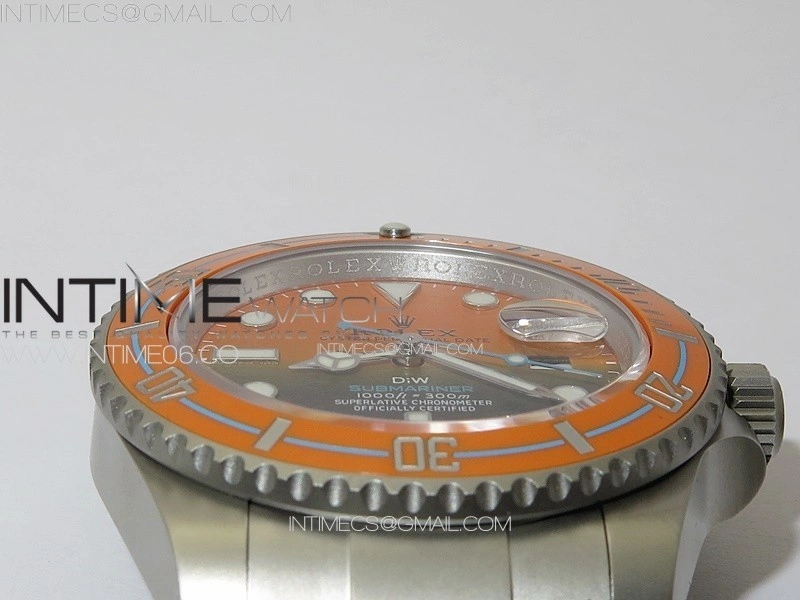Submariner DIW Sandblasted VSF 1:1 Best Edition Orange Ceramic Bezel Orange Black Dial on SS Bracelet VS3135