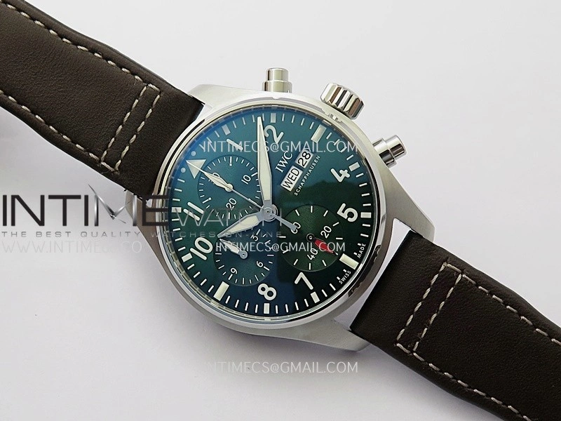 Pilot Watch IW388103 SS APSF 1:1 Best Edition Green Dial On Brown Leather Strap A69385