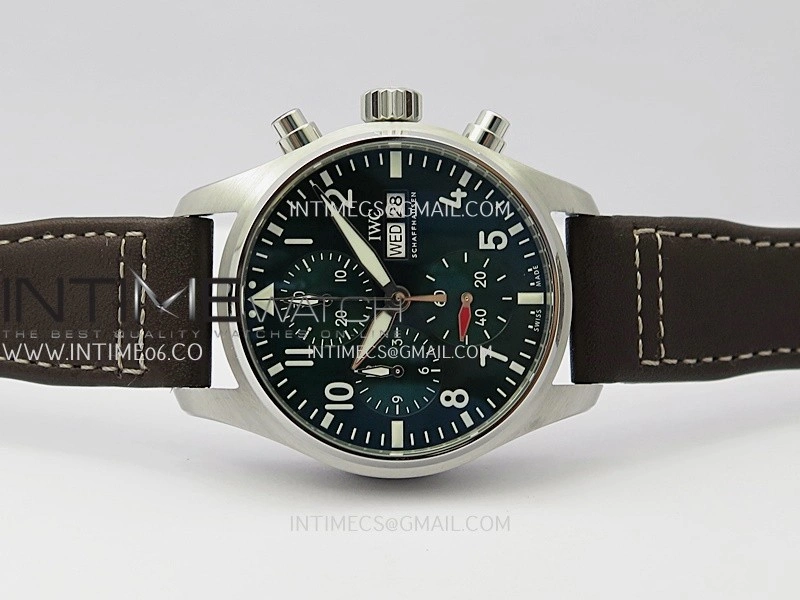 Pilot Watch IW388103 SS APSF 1:1 Best Edition Green Dial On Brown Leather Strap A69385