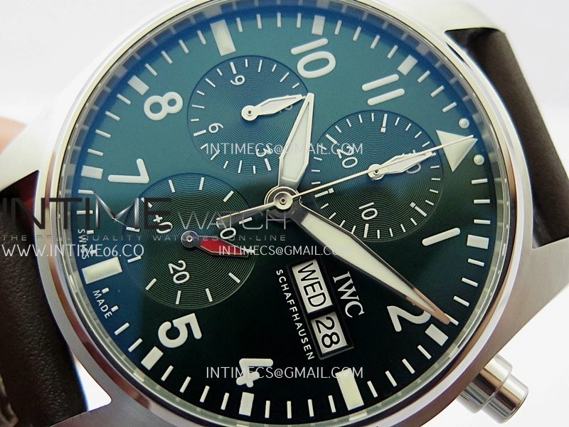 Pilot Watch IW388103 SS APSF 1:1 Best Edition Green Dial On Brown Leather Strap A69385