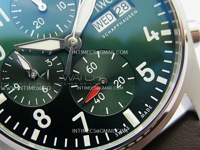 Pilot Watch IW388103 SS APSF 1:1 Best Edition Green Dial On Brown Leather Strap A69385