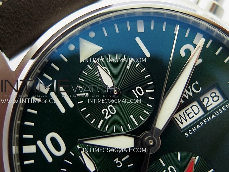 Pilot Watch IW388103 SS APSF 1:1 Best Edition Green Dial On Brown Leather Strap A69385