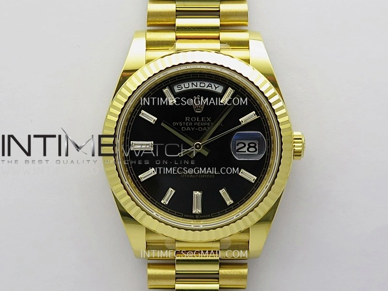 Day Date 40 YG 228238 THBF 1:1 Gain Weight Best Edition Black Dial T Diamond Marker on President Bracelet VR3255 V3
