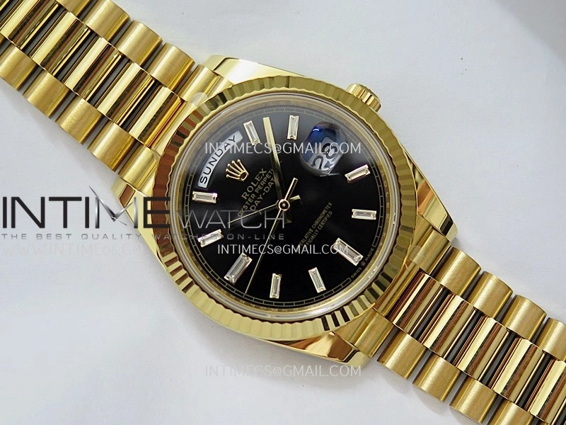 Day Date 40 YG 228238 THBF 1:1 Gain Weight Best Edition Black Dial T Diamond Marker on President Bracelet VR3255 V3