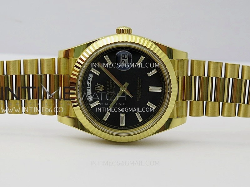 Day Date 40 YG 228238 THBF 1:1 Gain Weight Best Edition Black Dial T Diamond Marker on President Bracelet VR3255 V3