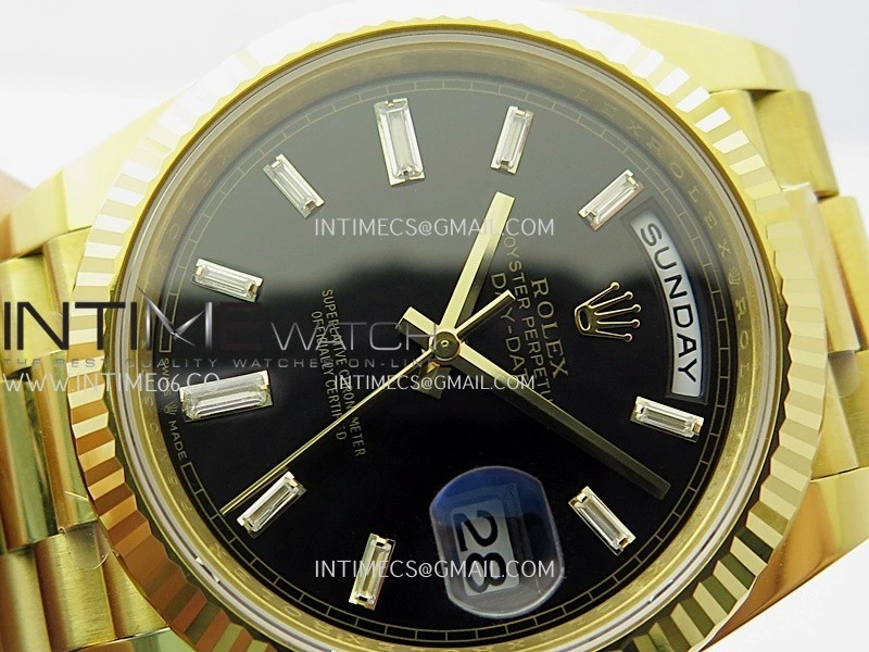 Day Date 40 YG 228238 THBF 1:1 Gain Weight Best Edition Black Dial T Diamond Marker on President Bracelet VR3255 V3