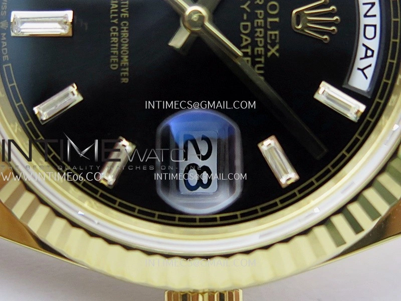 Day Date 40 YG 228238 THBF 1:1 Gain Weight Best Edition Black Dial T Diamond Marker on President Bracelet VR3255 V3