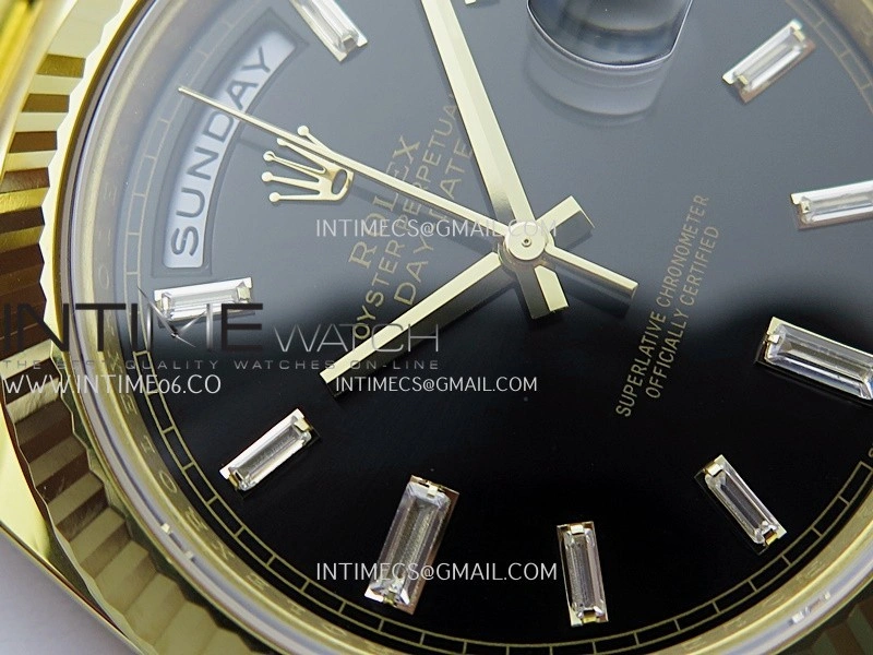 Day Date 40 YG 228238 THBF 1:1 Gain Weight Best Edition Black Dial T Diamond Marker on President Bracelet VR3255 V3