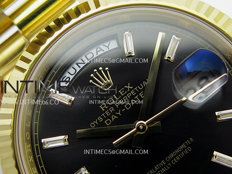 Day Date 40 YG 228238 THBF 1:1 Gain Weight Best Edition Black Dial T Diamond Marker on President Bracelet VR3255 V3