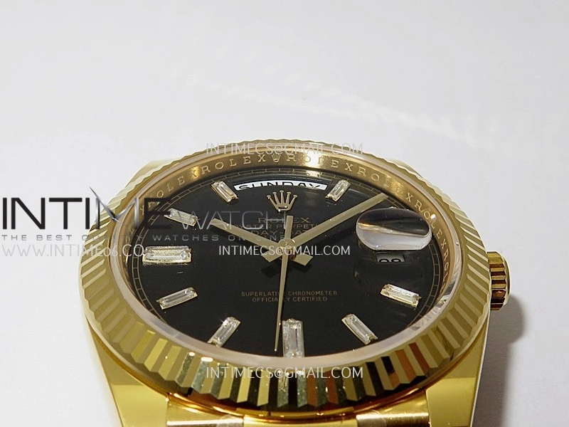 Day Date 40 YG 228238 THBF 1:1 Gain Weight Best Edition Black Dial T Diamond Marker on President Bracelet VR3255 V3