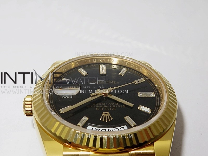 Day Date 40 YG 228238 THBF 1:1 Gain Weight Best Edition Black Dial T Diamond Marker on President Bracelet VR3255 V3