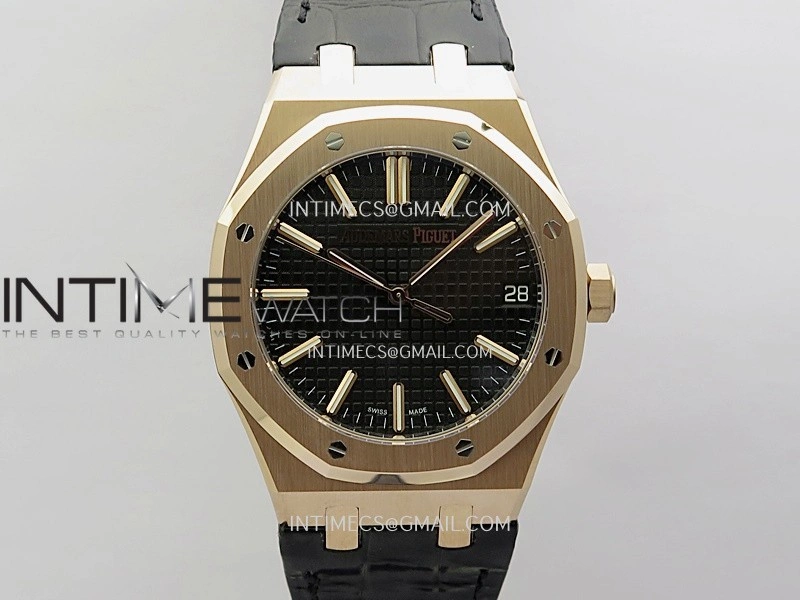 Royal Oak 41mm 15510 Gain Weight DDF 1:1 Best Edition Black Dial On Black Leather Strap Super Clone DD4302