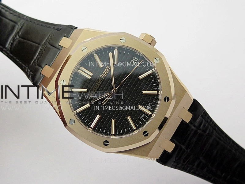Royal Oak 41mm 15510 Gain Weight DDF 1:1 Best Edition Black Dial On Black Leather Strap Super Clone DD4302