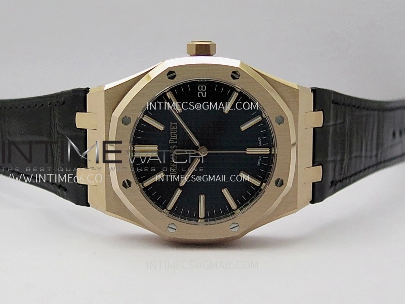Royal Oak 41mm 15510 Gain Weight DDF 1:1 Best Edition Black Dial On Black Leather Strap Super Clone DD4302