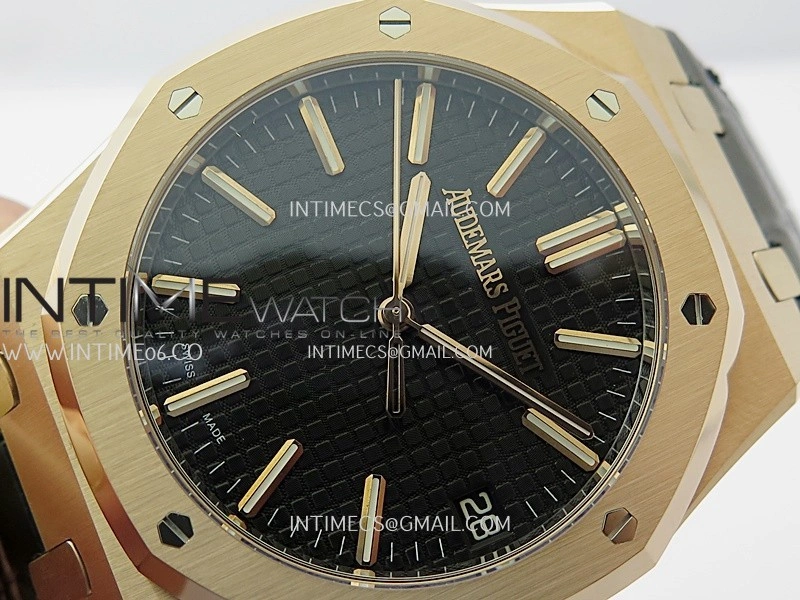 Royal Oak 41mm 15510 Gain Weight DDF 1:1 Best Edition Black Dial On Black Leather Strap Super Clone DD4302