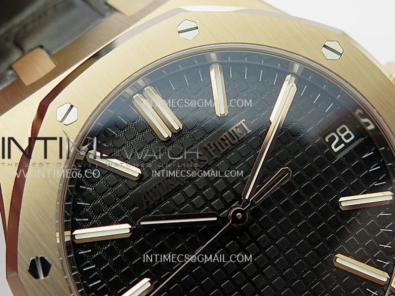 Royal Oak 41mm 15510 Gain Weight DDF 1:1 Best Edition Black Dial On Black Leather Strap Super Clone DD4302