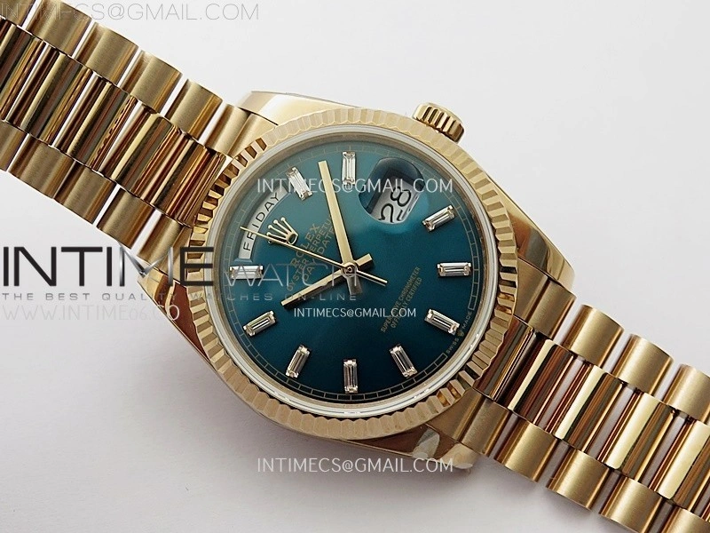 Day Date 128235 Gain Weight RG QF 1:1 Best Edition Blue Dial Diamond Markers on RG President Bracelet