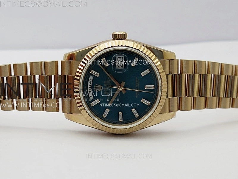 Day Date 128235 Gain Weight RG QF 1:1 Best Edition Blue Dial Diamond Markers on RG President Bracelet