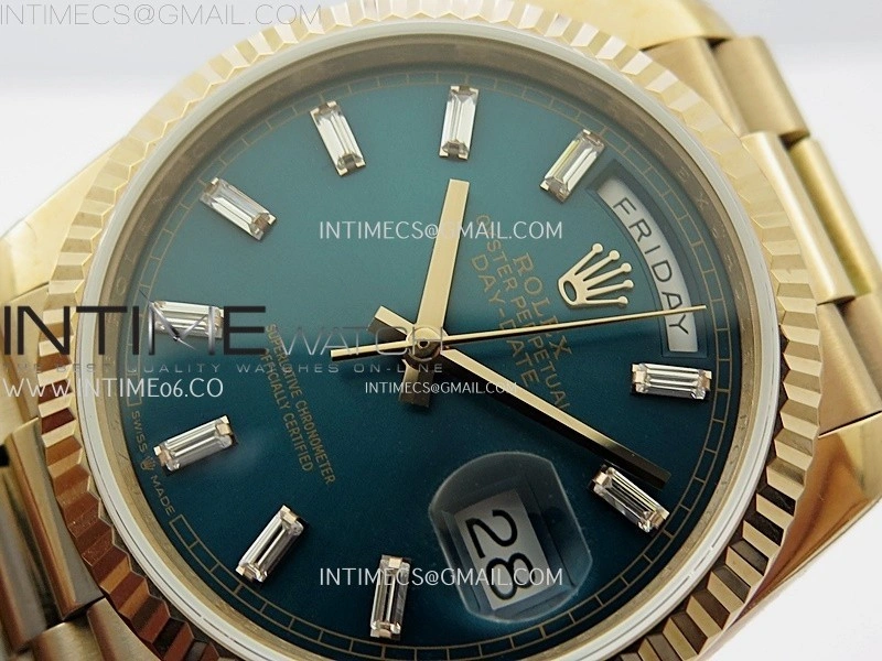 Day Date 128235 Gain Weight RG QF 1:1 Best Edition Blue Dial Diamond Markers on RG President Bracelet