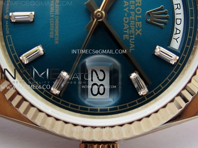 Day Date 128235 Gain Weight RG QF 1:1 Best Edition Blue Dial Diamond Markers on RG President Bracelet