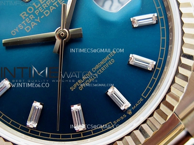 Day Date 128235 Gain Weight RG QF 1:1 Best Edition Blue Dial Diamond Markers on RG President Bracelet