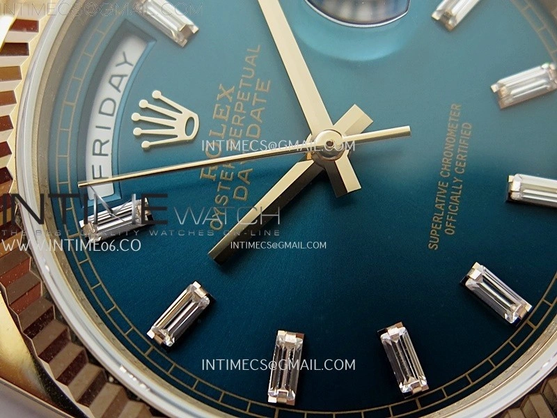 Day Date 128235 Gain Weight RG QF 1:1 Best Edition Blue Dial Diamond Markers on RG President Bracelet