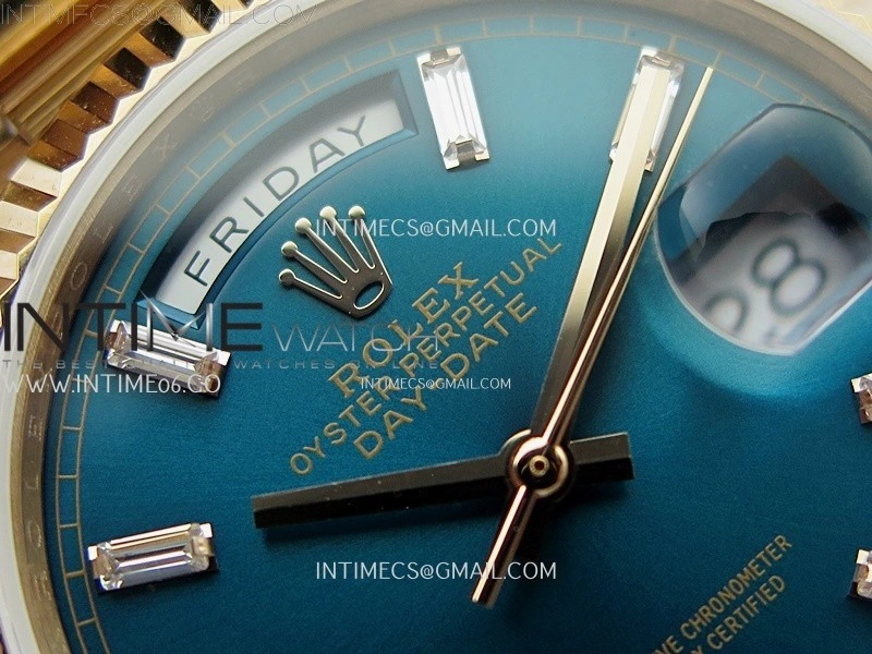 Day Date 128235 Gain Weight RG QF 1:1 Best Edition Blue Dial Diamond Markers on RG President Bracelet