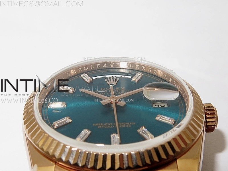 Day Date 128235 Gain Weight RG QF 1:1 Best Edition Blue Dial Diamond Markers on RG President Bracelet