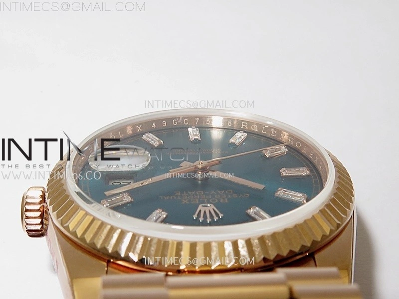 Day Date 128235 Gain Weight RG QF 1:1 Best Edition Blue Dial Diamond Markers on RG President Bracelet