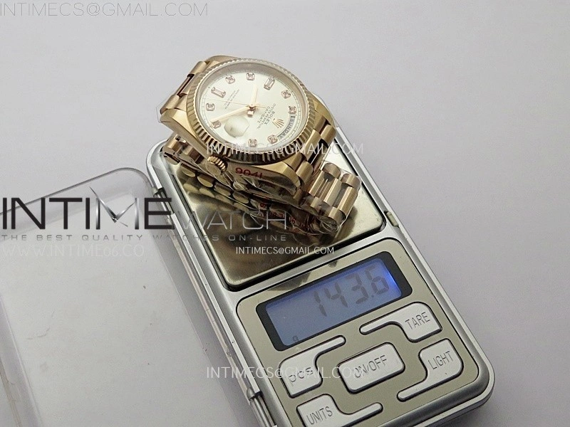 Day Date 128235 Gain Weight RG QF 1:1 Best Edition Blue Dial Diamond Markers on RG President Bracelet