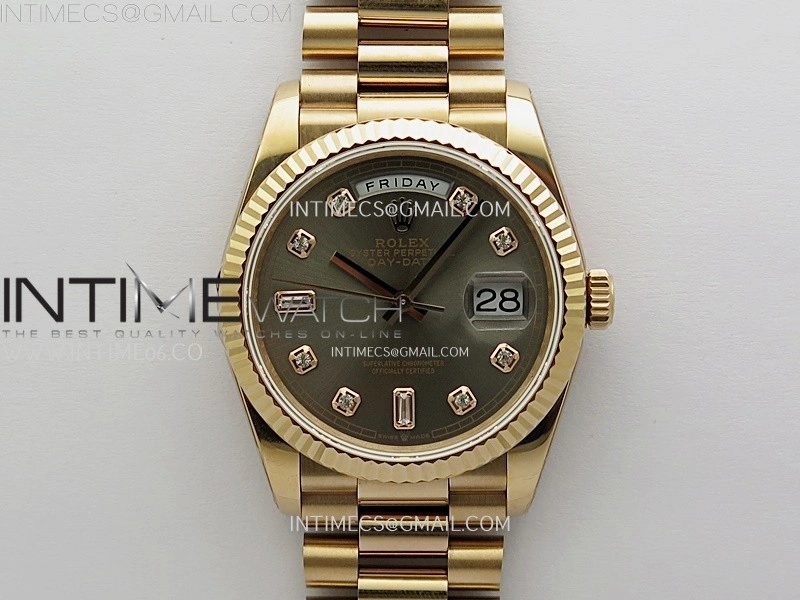 Day Date 128235 Gain Weight RG QF 1:1 Best Edition Gray Dial Diamond Markers on RG President Bracelet