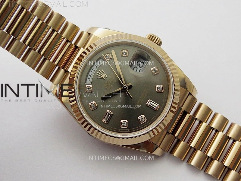 Day Date 128235 Gain Weight RG QF 1:1 Best Edition Gray Dial Diamond Markers on RG President Bracelet