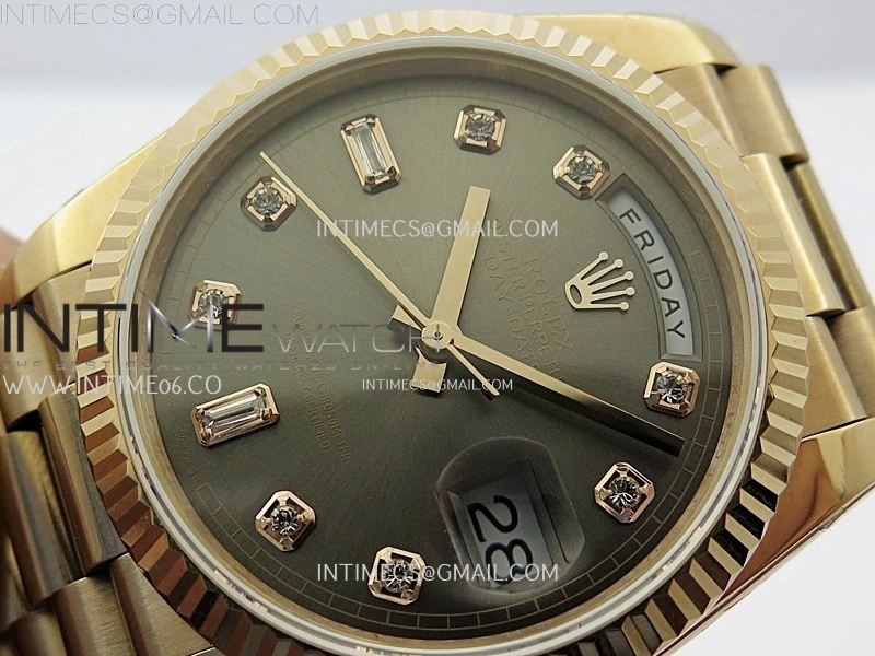 Day Date 128235 Gain Weight RG QF 1:1 Best Edition Gray Dial Diamond Markers on RG President Bracelet