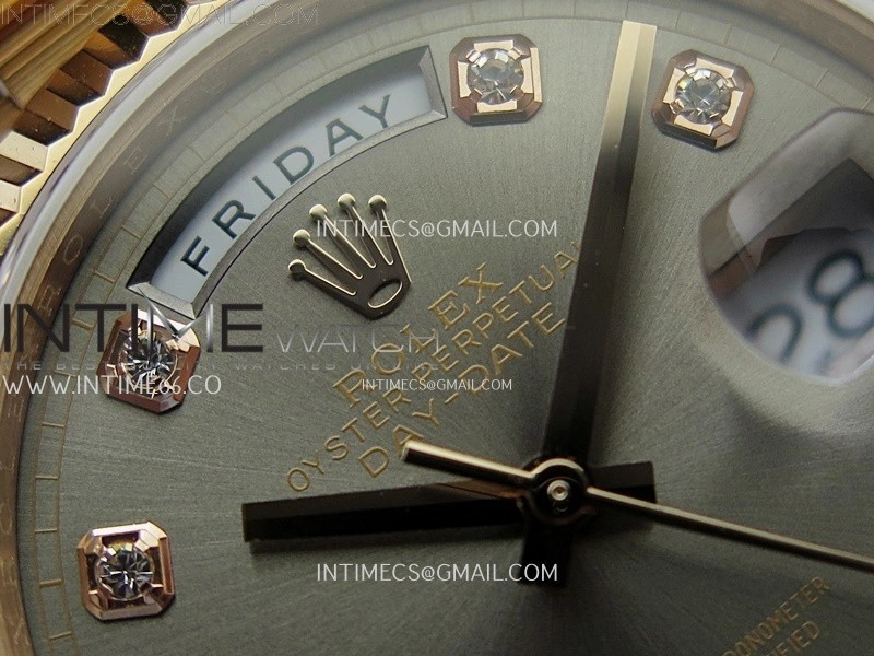 Day Date 128235 Gain Weight RG QF 1:1 Best Edition Gray Dial Diamond Markers on RG President Bracelet
