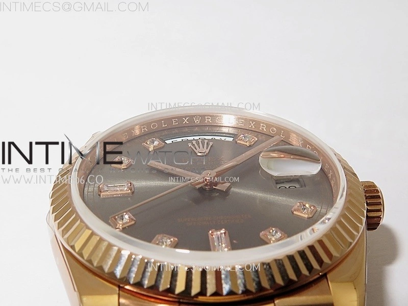 Day Date 128235 Gain Weight RG QF 1:1 Best Edition Gray Dial Diamond Markers on RG President Bracelet