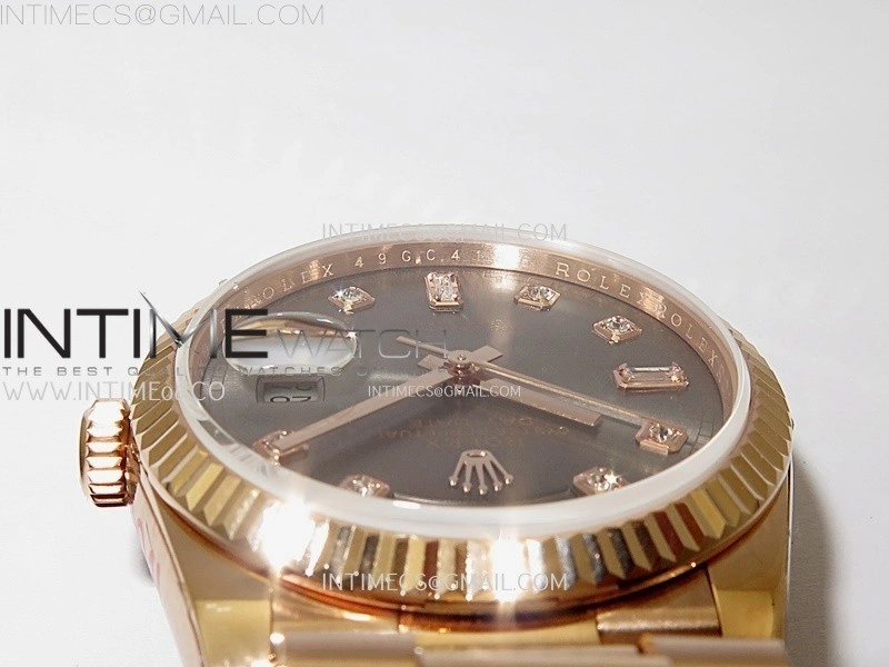 Day Date 128235 Gain Weight RG QF 1:1 Best Edition Gray Dial Diamond Markers on RG President Bracelet