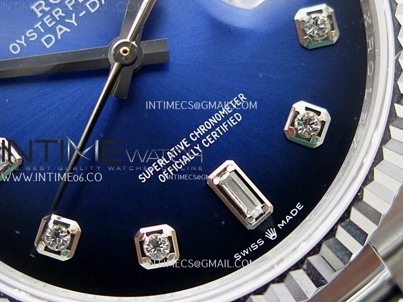 Day Date 128239 Gain Weight SS QF 1:1 Best Edition Blue Dial Diamond Markers on SS President Bracelet